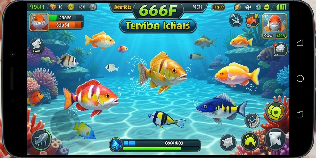 Gameplay seru menembak ikan di bawah laut yang penuh warna.