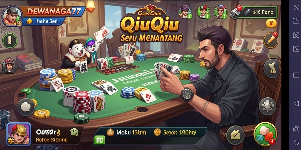 Tampilan gameplay QiuQiu yang seru di DEWANAGA77.