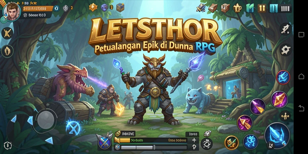 Tangkapan layar LETSTHOR menampilkan aksi pertempuran seru di dunia RPG.