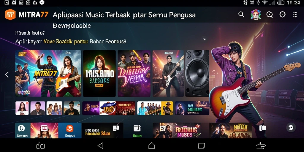 Tampilan antarmuka MITRA77 yang menarik dalam gameplay Musik.