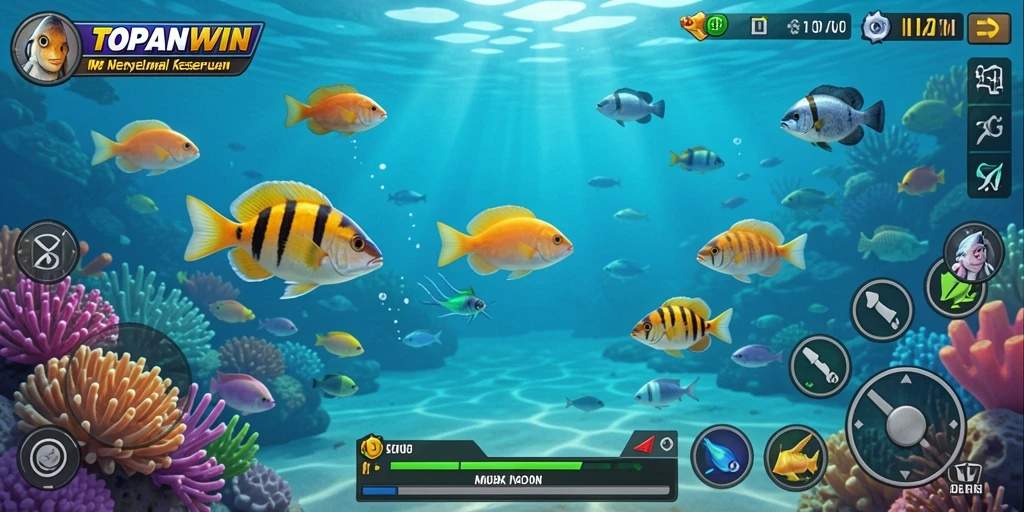 Tampilan gameplay Tembak Ikan yang seru di TOPANWIN.