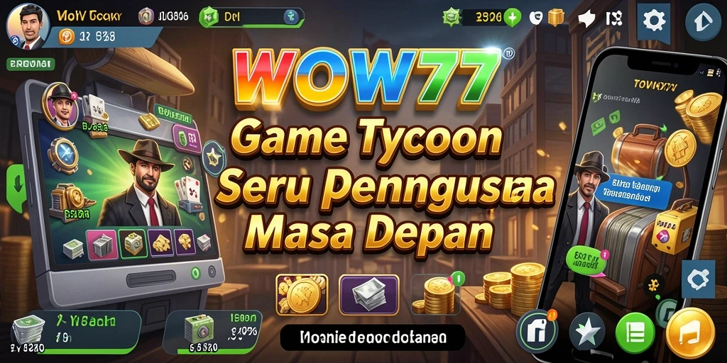 Tampilan gameplay WOW77 dengan simulasi bisnis tycoon yang menarik.